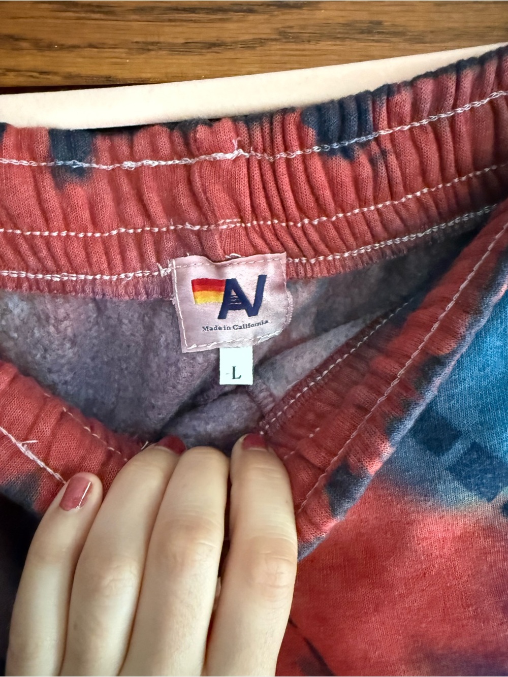 AVIATOR NATION Hand Dyed Lounger Zip Shorts High Waist Tie Dye Drawstring L - Picture 5 of 8